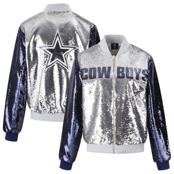Cuce Shoes Jackets & Blazers - Cowboys Silver and Blue Sequin Varsity Jacket